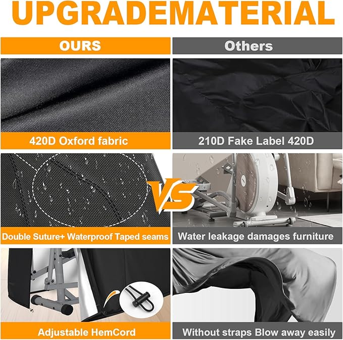Elliptical Cover, 600D Oxford Fabric Covers with Zipper- fit for Elliptical Exercise Machine/Elliptical Trainer Indoor/Outdoor/Home/Gym, Waterproof Dustproof UV Resistant, Black,70.8 * 29 * 65inch