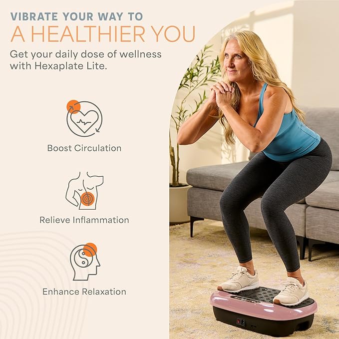 Lifepro HexaPlate Lite Vibration Plate Exercise Machine with Magnetic Acupoints - Full Body Vibration Platform for Beginners and Recovery - Lymphatic Drainage Massager for Muscle Toning and Fitness