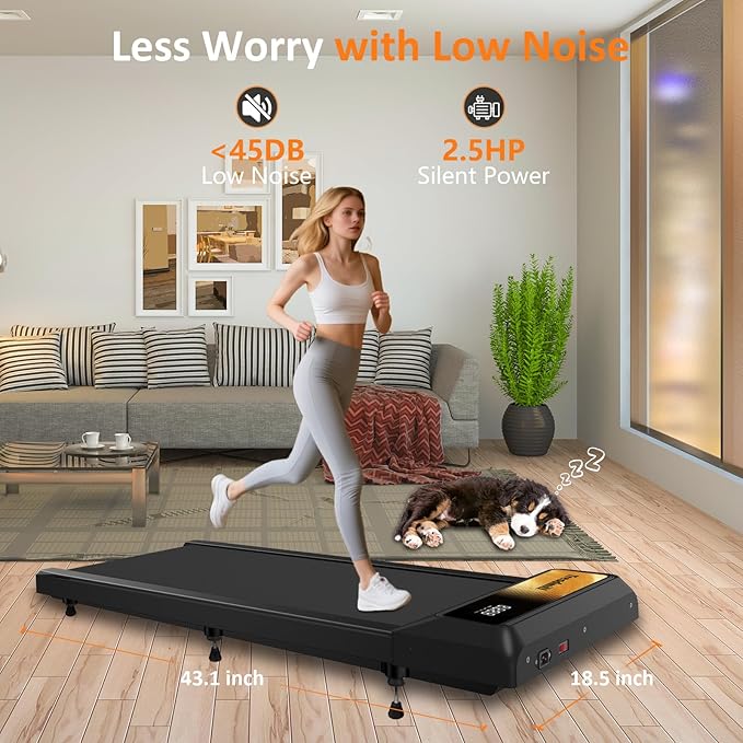 2.5HP Walking Mat with Incline pad,Under Desk Treadmill, Walking Running Pad with Remote, 3 in 1 Low Noise Small Mini Portable Treadmill with Led Screen, Compact Treadmills for Home, 265lbs Capacity