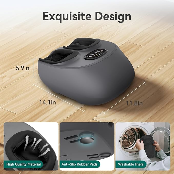 Snailax Shiatsu Foot Massager with Heat, Compression, Vibration, Electric Foot Massager Machine for Plantar Fasciitis, Neuropathy,Kneading, Foot Warmer with Remote Control, Size 13