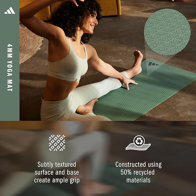 adidas Yoga Mat - Eco Friendly - Non Slip, Durable Textured Surface