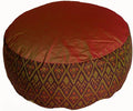 Meditation Cushion Zafu Pillow - Buckwheat and Kapok Fill - Ikat Diamond Saffron