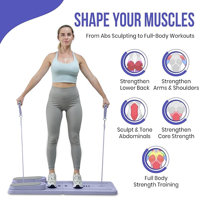 Pilates Board - Upgraded Foldable Pilates Reformer Set for Home Workout | Multifunctional Portable Reformer Pilates Machine