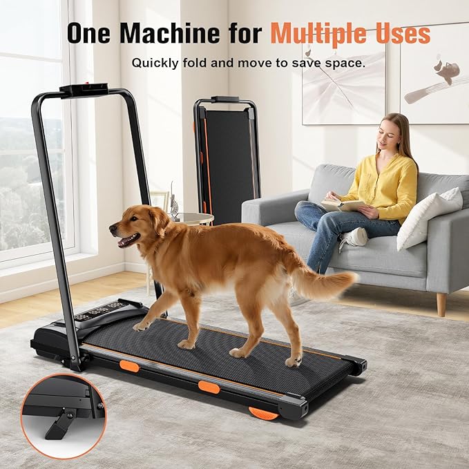 Foldable Treadmills for Home, Quiet Treadmill with 10% Incline, Walking Pad Treadmill with Desk, 350lbs Weight Capacity Walking or Running for Home Office