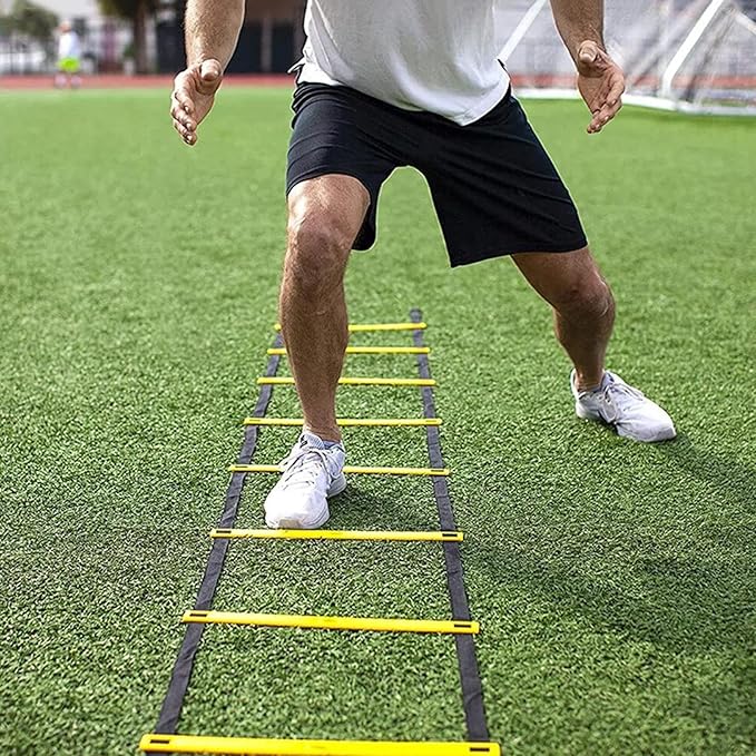 Soccer Agility Ladder Training Equipment | Portable Quick-Setup Footwork Ladder with Carry Bag | Speed, Fitness, and Endurance Drill Tool for Football, Basketball, Tennis, Hockey, Badminton, Athlete W
