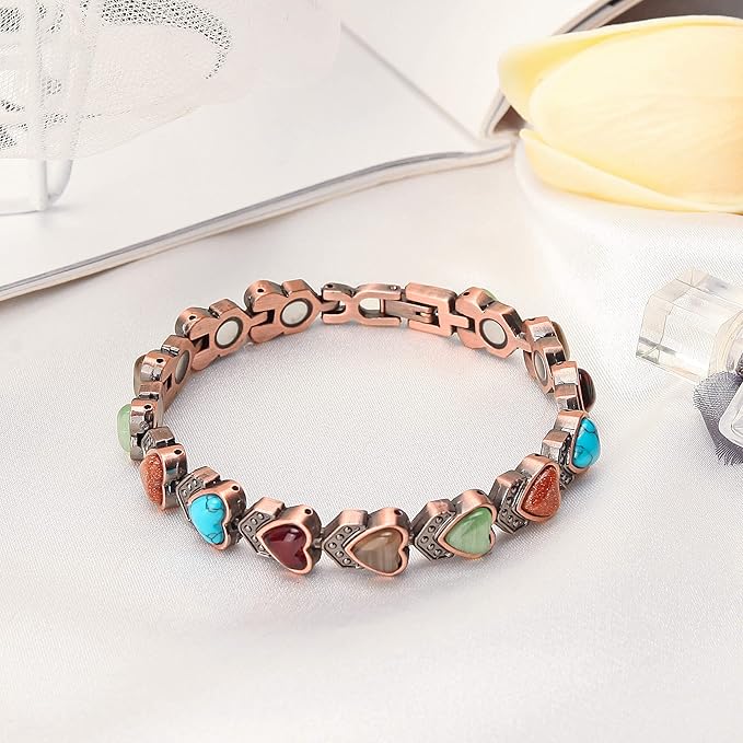 Copper Bracelet for Women, Magnetic Copper Bracelets, Magnetic Turquoise Copper Bracelets with Adjust Tool