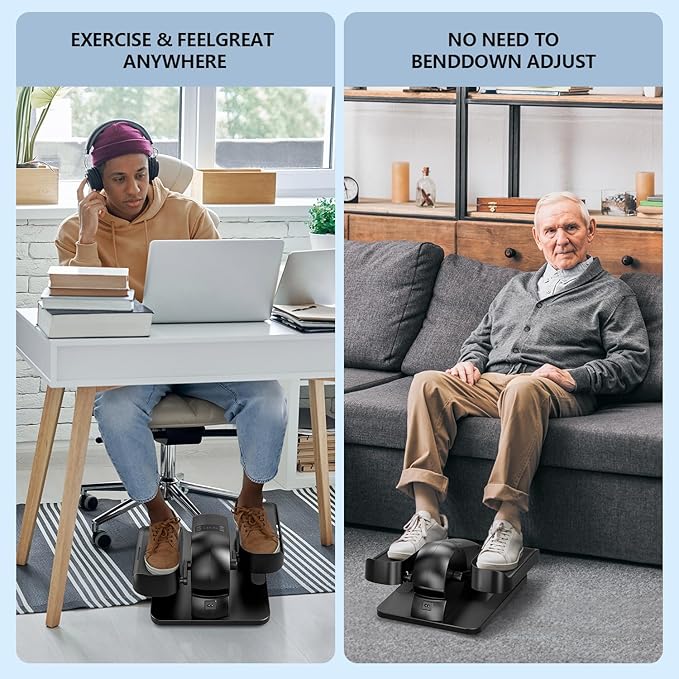 Under Desk Elliptical Machine for Senior Mini Elliptical Leg Exerciser with Remote Quiet Portable Electric Seated Foot Pedal Exerciser for Home Office