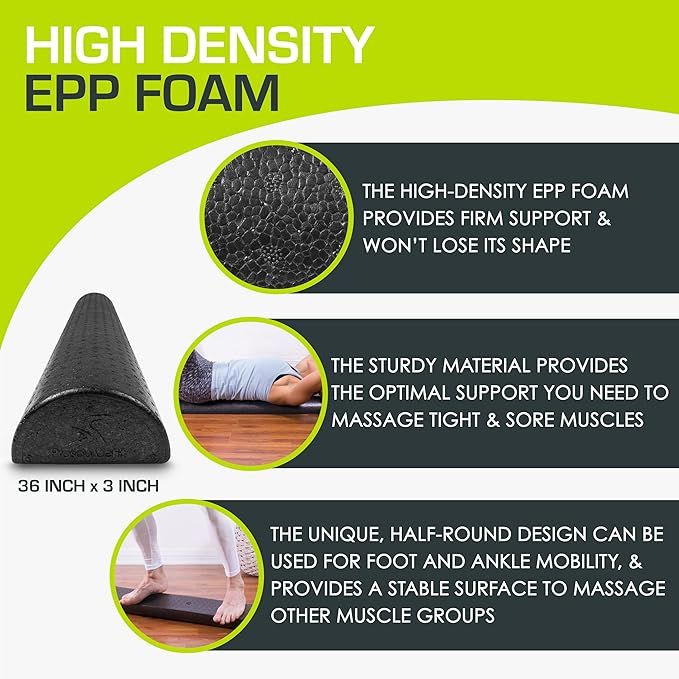 ProsourceFit High Density Foam Rollers - inches long. Firm Full Body Athletic Massager for Back Stretching, Yoga, Pilates, Post Workout Trigger Point Release