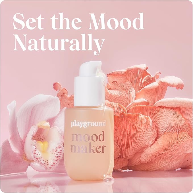 Playground Mood Maker Intimacy Oil, Organic Pleasure Enhancer with Ashwagandha, Reishi & Cordyceps, Pleasure Enhancing, Organic, Hydration, Travel Friendly Formula, 1 Fl. Oz.