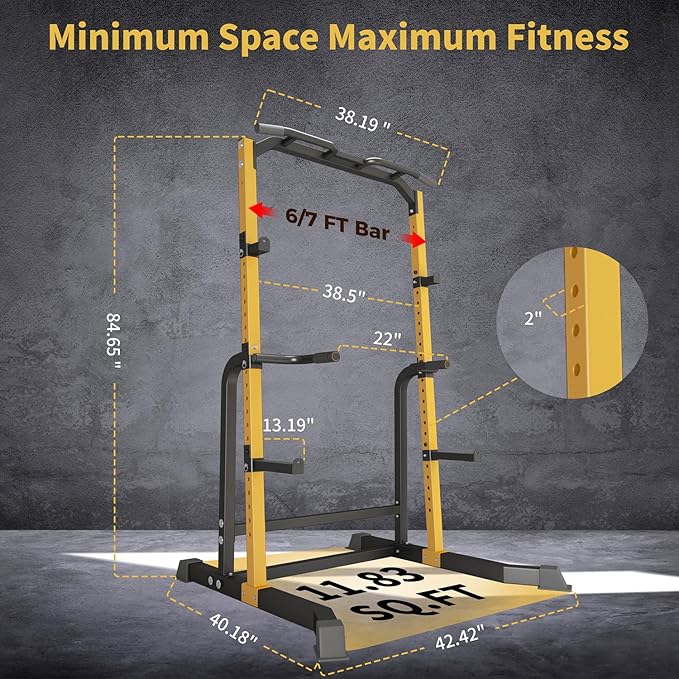 ZENOVA Pull Up Bar Dip Bar Squat Rack Workout Dip Station Height Adjustable Free Standing Chin Up Bar