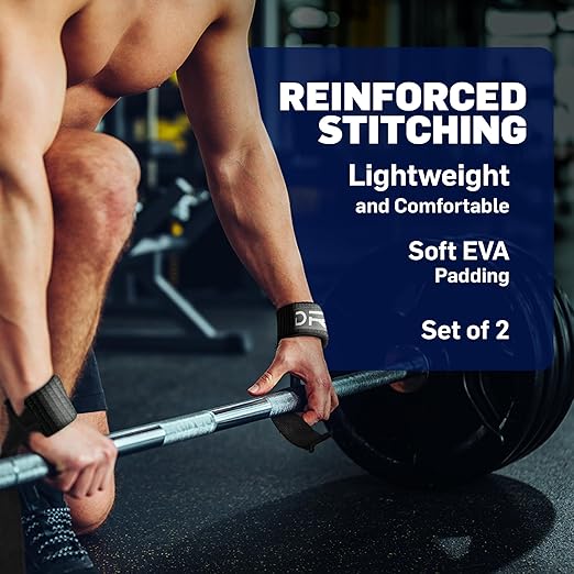 Dr. Arthritis Gym Wrist Wraps & Wrist Straps for Weightlifting Bundle (2 Pairs), Heavy-Duty Workout Straps Support for Everyday Training & Injury Recovery, Lifting Accessories for Men & Women (Black) (Black (Gym Strap Pair))