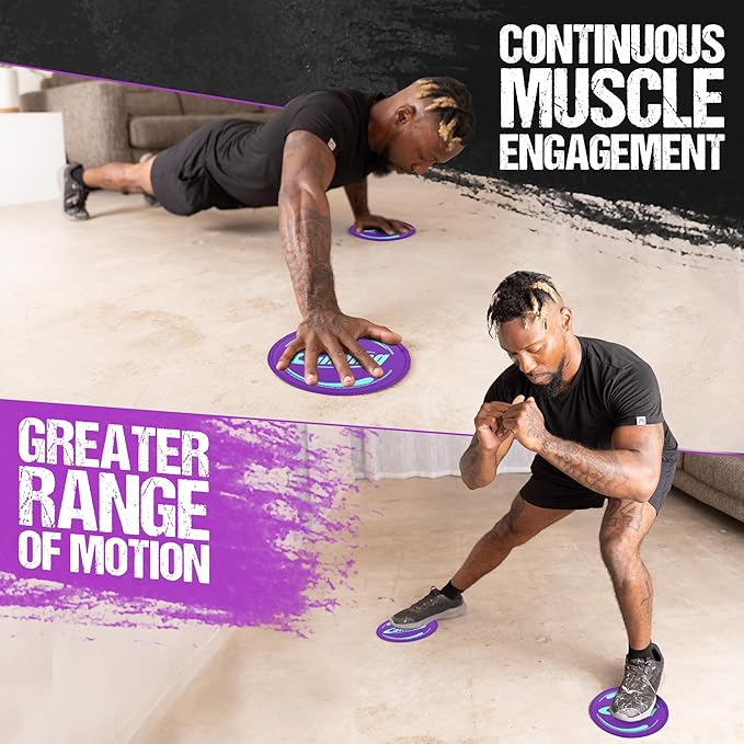 Gliding Discs for Working Out - Exercise Sliders for Carpet & Hardwood Floors 1 Pair, Authentic Workout Sliders Disc for Full Body Resistance Workout, Includes 4 Streaming Video Workouts
