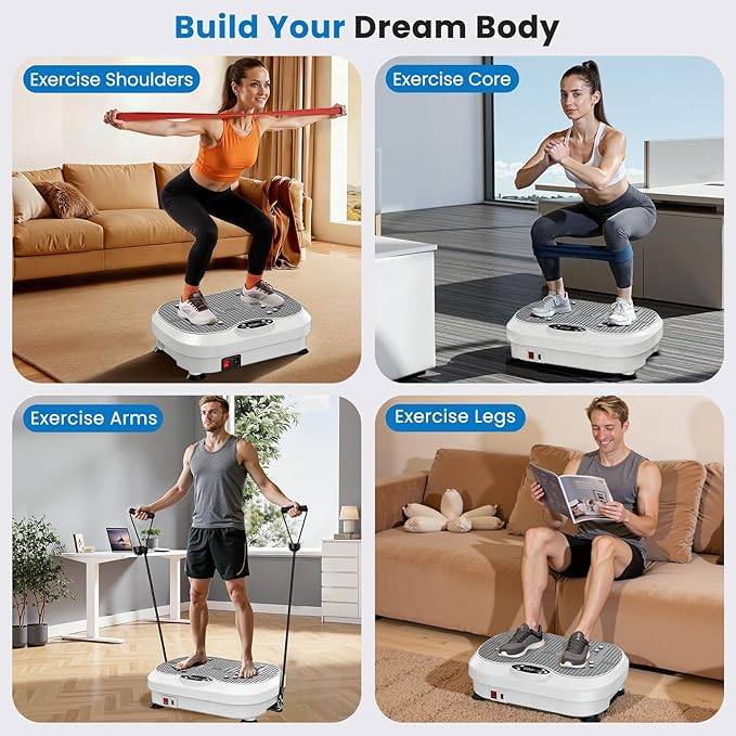 Vibration Plate Exercise Machine for Lymphatic Drainage with 200 Levels, Whole Body Fitness Workout Equipment Stand Shake Board Sport Gym for Weight Loss Fat Burner for Women Men