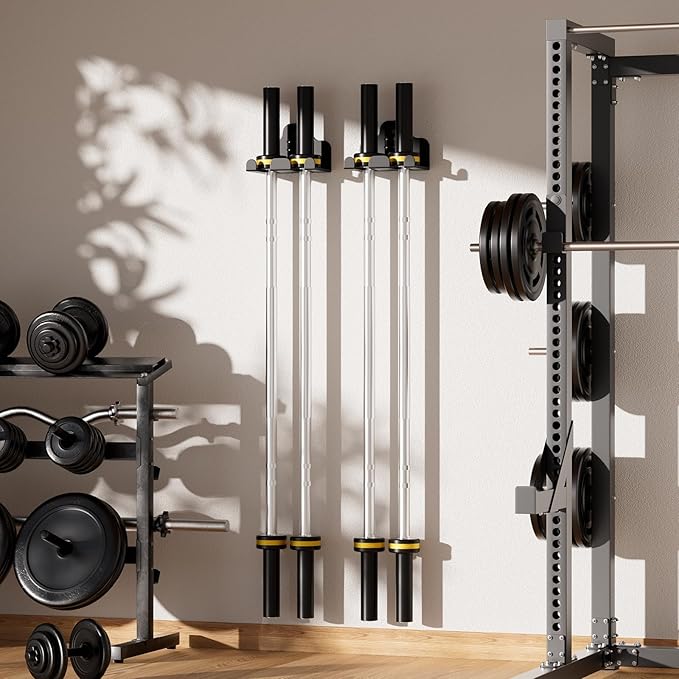 Barbell Wall Holder,Olympic Hanger,Garage Gym Bar Wall Rack,Vertical Barbell Mount Rack,Space Saving Commercial or Home Gym Accessory,Holds Under 33mm Bar Size(Black)