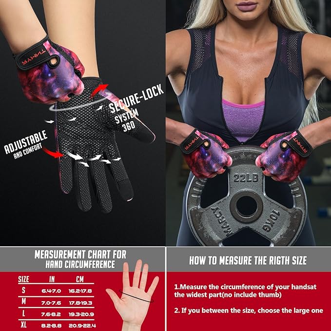 ZEROFIRE Full Finger Workout Gloves for Women Men - Weight Lifting Gloves with Full Palm Protection & Extra Grip for Women Gym, Weightlifting, Weight Lift, Rowing, Exercise, Sport, Cycling