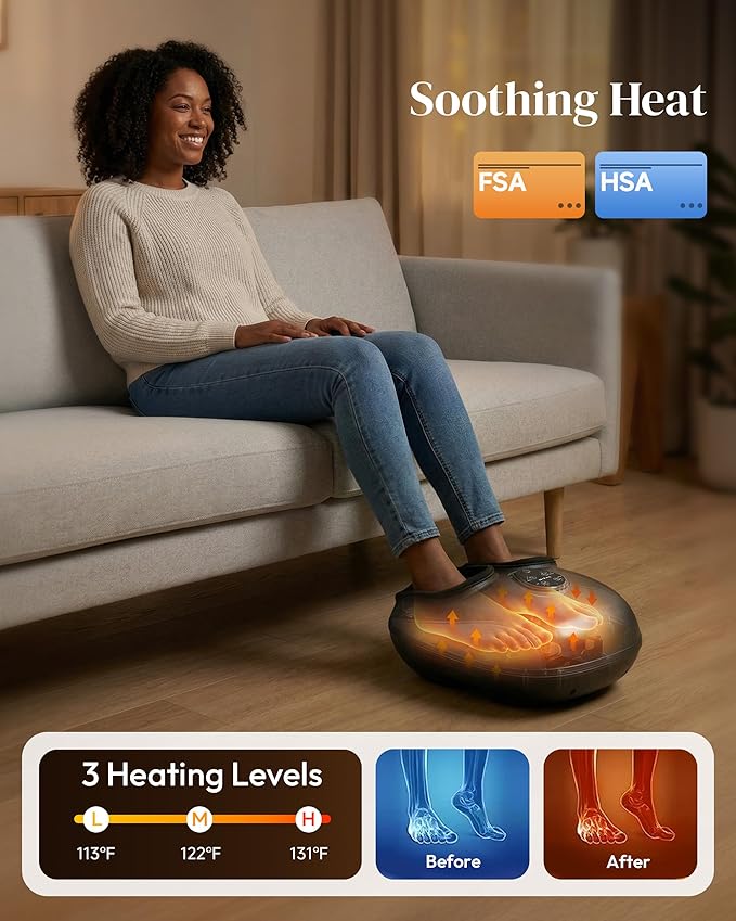 2026 Upgraded Shiatsu Foot Massager with Heat and Compression, FSA Eligible HSA Store Eligible, Remote Control, Foot Massager for Plantar Fasciitis, Neuropathy, Gifts, Men, Women
