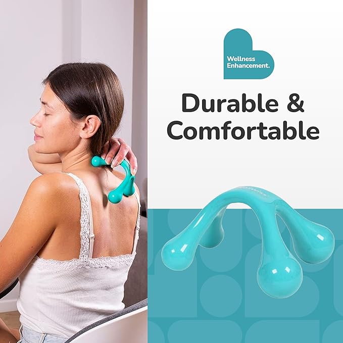 BioSwiss Handheld Full Body Massager, 4-Leg Pressure Point Massage Tool for Back, Neck, and Shoulder, Portable Manual Massager