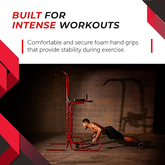Stamina Power Tower - Dip Bar Pull Up Bar Station with Smart Workout App - Dip Bars for Home Workout - Up to 250 lbs Weight Capacity
