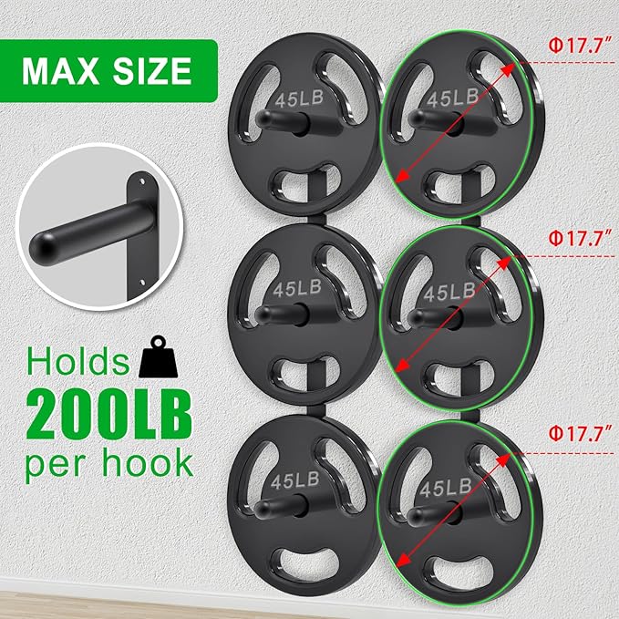 Kipika Weight Plate Storage Rack - Wall Mounted Weight Plate Holder with Durable Steel Construction Organizer for Olympic Plates, 1000lb Capacity, Space-Saving for Home Gym