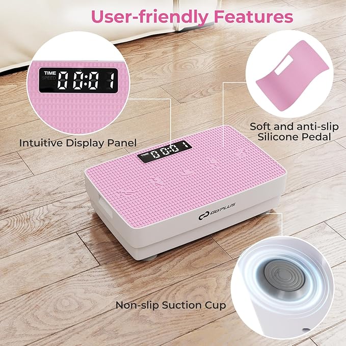 Goplus Vibration Plate Exercise Machine, Vibrating Platform for Lymphatic Drainage w/Remote, LED Display, Home Workout Full Body Shake Board for Weight Loss
