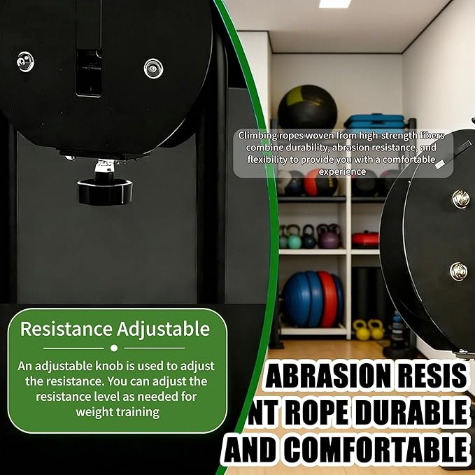 Endless Rope Trainer - Suspension Endless Rope Pulley, Adjustable Resistance Trainer Machine, Closed-Loop Nylon Rope, Cable Machine Home Gym for Grip, Arms Training Black