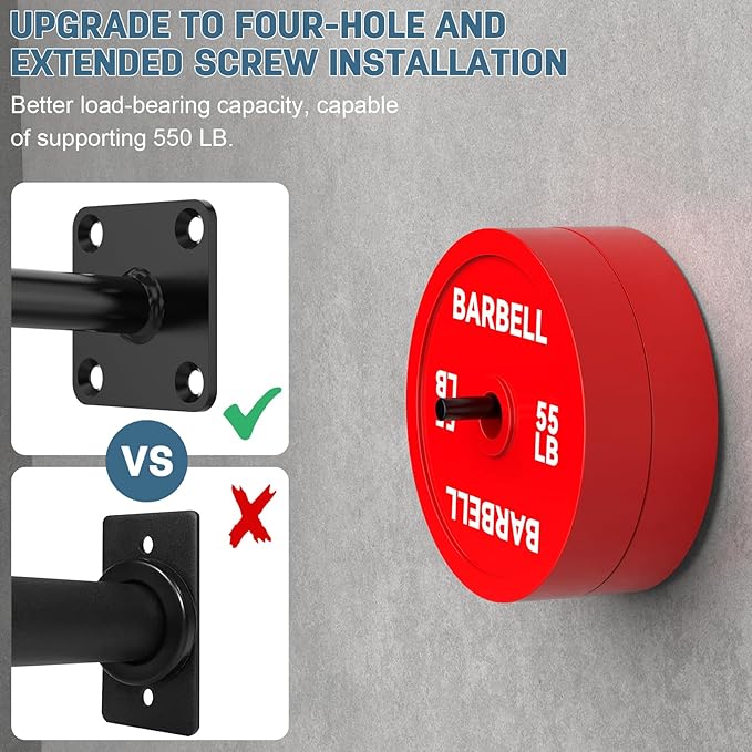 Wall Mount Weight Plate Holder for Olympic Plates, Heavy Duty Steel Weight Plate Wall Mount, Black High Capacity Weight Holders for Plates Home Gym Organizer