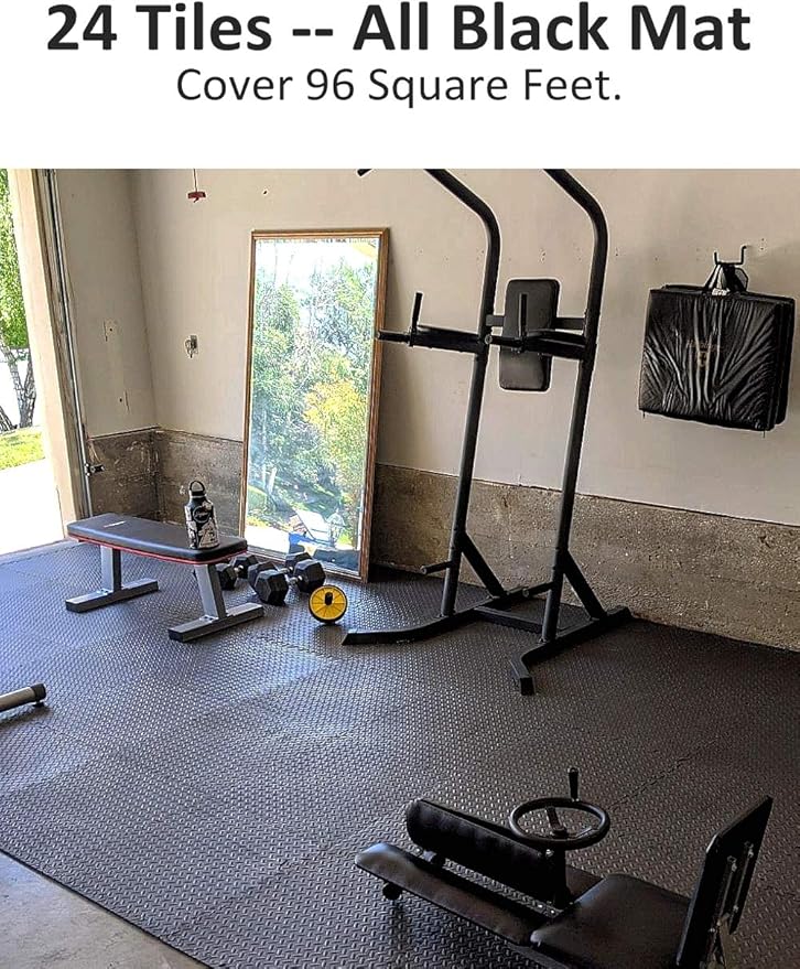 BEAUTYOVO Puzzle Exercise Mat with 12/24/48 Tiles Interlocking Foam Gym Mats, 24'' x 24'' EVA Foam Floor Tiles, Protective Flooring Mats for Gym Equipment