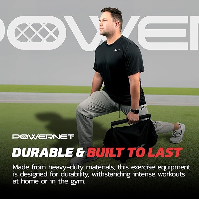 PowerNet PowerPro Sandbag, Holds Up to 40 Pounds in Sandbags, Heavy-Duty Workout Equipment for Strength Training and Fitness, Home Gym Exercise Equipment, Workout Guide Included