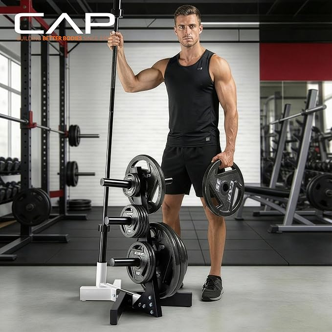 Cap Barbell Olympic Plate Tree Storage Rack, Multiple Colors