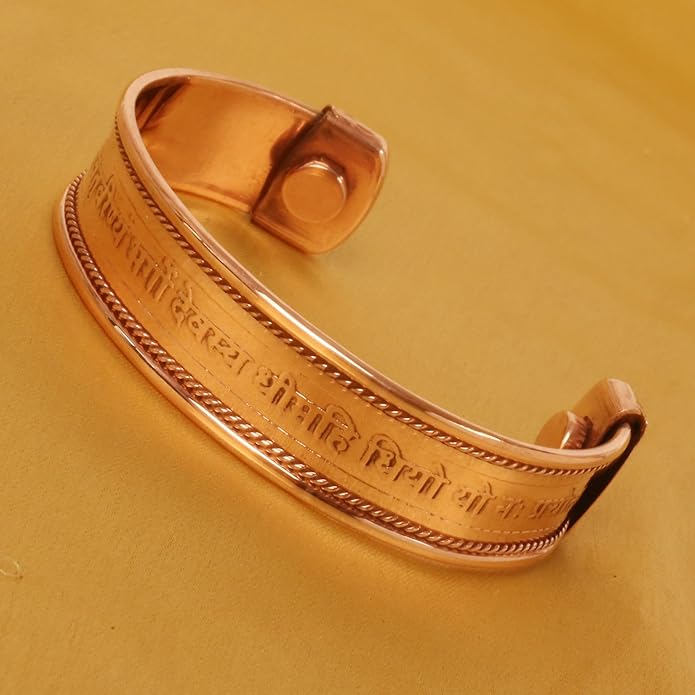 Copper Bracelet Tibetan Style. Hand Forged with Solid and High Gauge Copper for Women Men. Hindu Spiritual Message