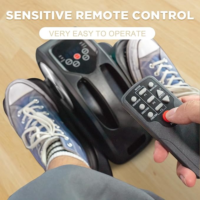 Under Desk Elliptical, Electric Foot Pedal Exerciser, Fully Assembled Seated Elliptical, Compact Portable Elliptical Machine Trainer with Remote Control, Mini Elliptical Leg Exerciser for Home