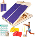 Wooden Slant Board for Calf Stretching, Portable Adjustable Calf Stretch Board with Training Poster & Resistance Bands, 300lb Weight Capacity Calf Ankle Achilles Physical Therapy Leg Exercisers