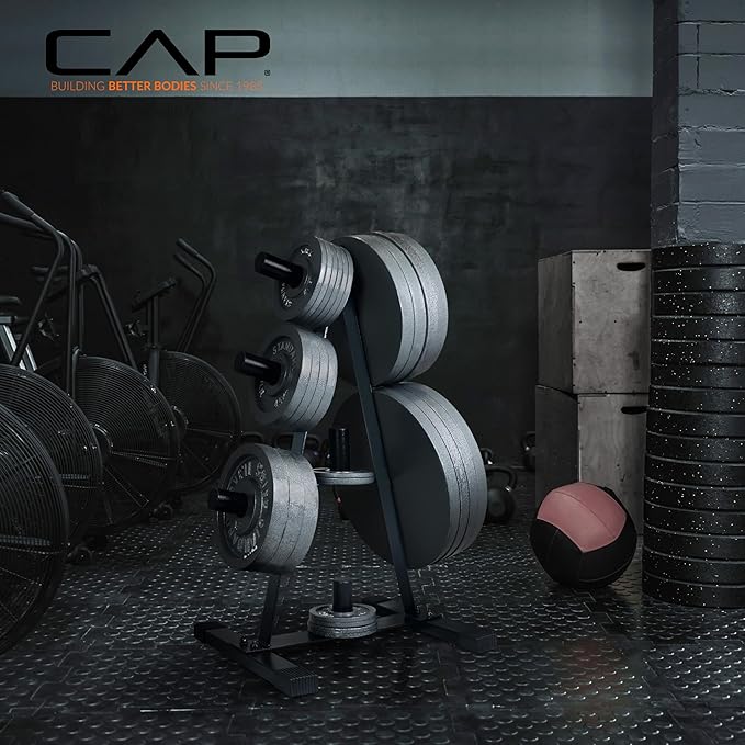 CAP A-Frame Olympic Plate Rack – Heavy-Duty 2-Inch Weight Plate Tree and Storage - 5 and 7 post options