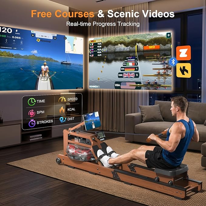 2026update Magnetic Rowing Machines for Home,Rower Machine with 16 Levels,Powerful Silent Magnetic Resistance,350lbs Weight Capacity,LCD Monitor,Silent Rail System,Row Machine for Home Gym Exercise