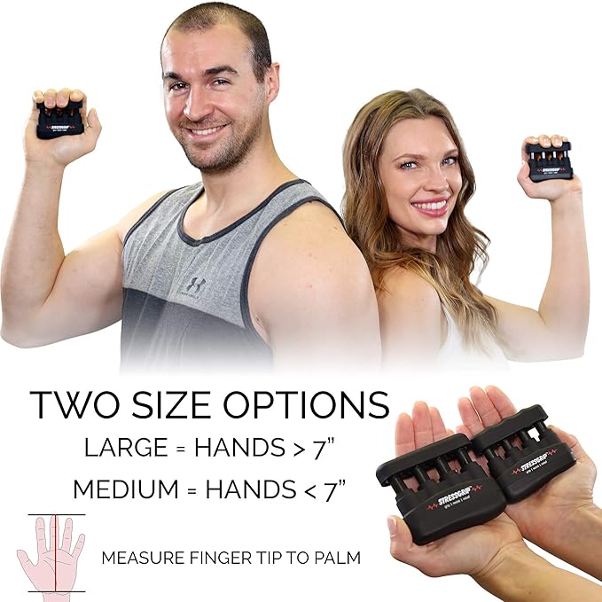 Stress Relief for Adults (Large) - A Stress & Anxiety Relief Device - Comfortable Hand Exerciser - Stress Reliever & Hand Gripper - Black