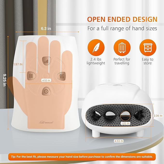 Snailax Hand Massager with Heat and Compression for Arthritis, Mother Day Gift, Carpal Tunnel Finger Numbness, FSA Eligible, Cordless Hand Massager for Palm & Wrist Circulation