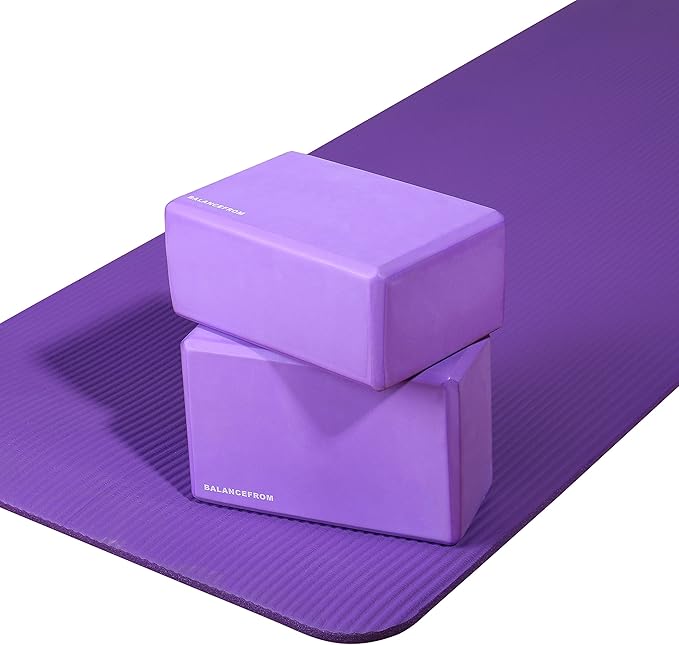 Fitvids Set of 2 High Density Yoga Blocks, 9"x6"x4" Each, Pair, Multiple Colors