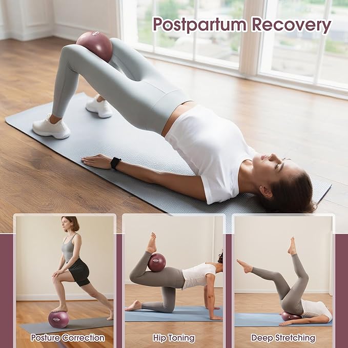 ROSAPOAR Small Exercise Ball - 9 Inch Mini Pilates Ball, Anti-Burst Yoga Ball for Stretching & Core Strength Workout, Physical Therapy & Yoga at Home Gym & Office
