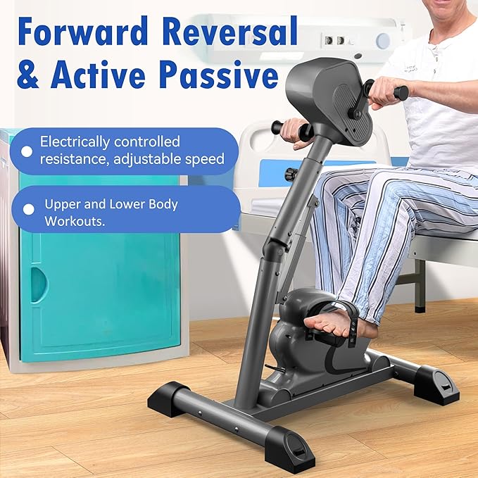 Motorized Pedal Exerciser Leg Arm Workout Knee Physical Therapy Assisted Rehabilitation Electric Exercise Bike Home Recover Fitness Equipment Suitable for Elderly