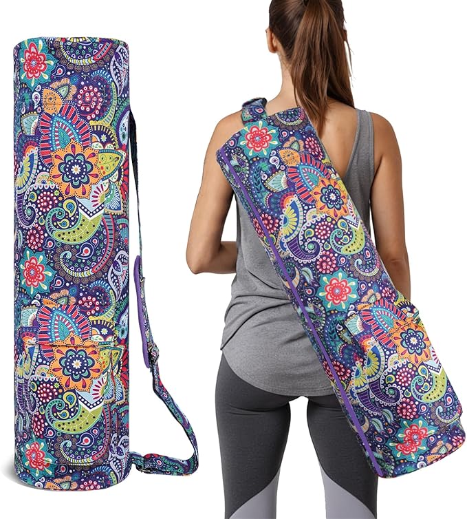 Yoga Mat Bag Full-Zipper Yoga Mat Carrier with Extra Wide Adjustable Strap 2 Multi-Functional Storage Cargo Pocket Stylish & Functional Yoga Bag Pilates Bag for Women & Men