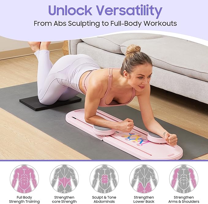 Pilates Reformer A Foldable Portable Full Body Exercise Pilates Board Unisex Multi Functional Core Strength Pilates Training Board Multifunctional Fitness Gear for Home Gyms & Studios