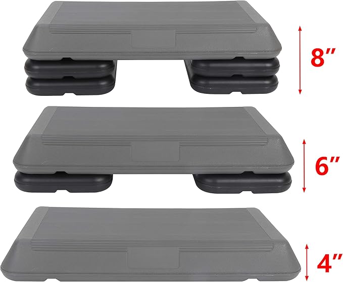 HomGarden 28.15" & 43" Adjustable Workout Aerobic Stepper in Fitness & Exercise Step Platform Trainer Stepper