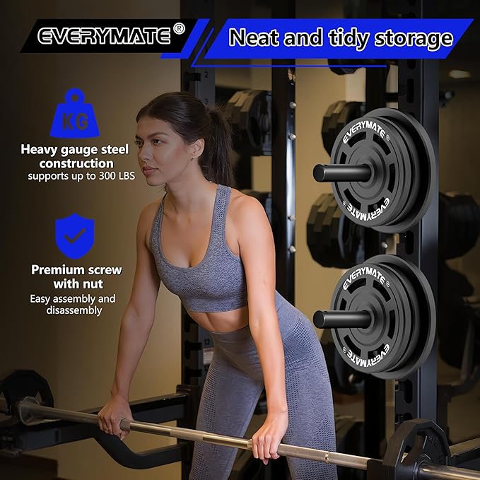 EVERYMATE Weight Plate Storage Rack, Olympic Weight Plate Holder, Bumper Plate Storage, Home Gym Organizer