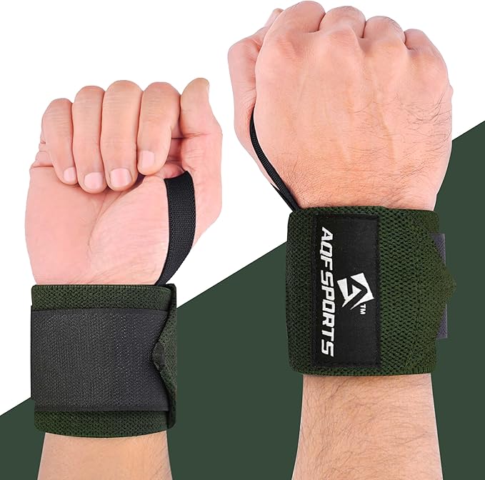 AQF Wrist Wraps for Weightlifting - USPA & IPL Approved 18" Gym Wrist Support with Thumb Loop - Heavy Duty Lifting Wrist Straps for Fitness, Workout, Powerlifting, & Bodybuilding (Pair)