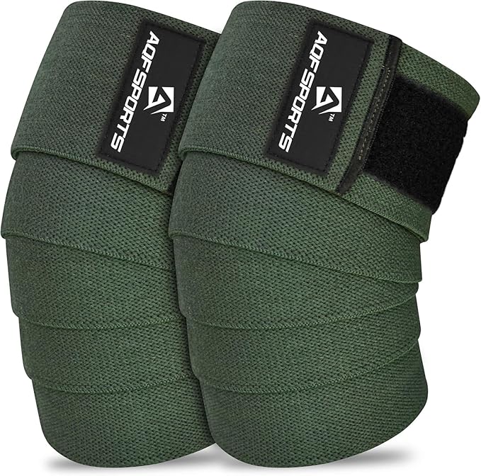 AQF Knee Wraps Weight Lifting Bandage - IPL and USPA Approved Gym Knee Support - Heavy Duty 78” Elasticated Support Straps Guard Powerlifting, Squatting (Pair)