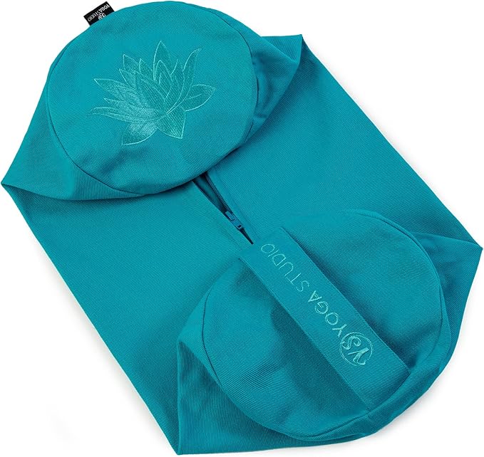 Yoga Studio Spare Organic Cotton Bolster Covers With Handle And Zipper (Aqua)