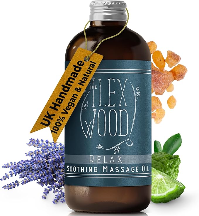 The Ilex Wood - Relax - Vegan Natural Soothing Spa Massage Oil, Handmade - 3.38 fl oz (100ml)