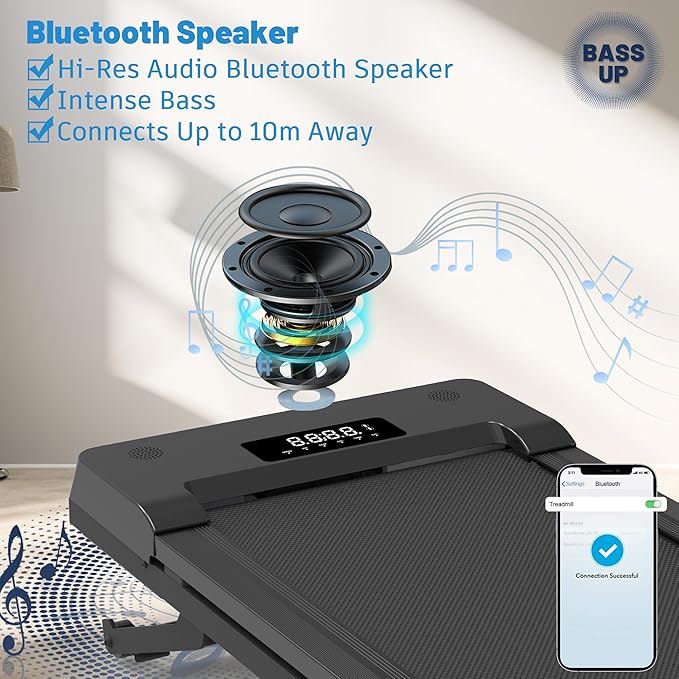 Walking Pad Treadmill with 12% 9-Level Auto Incline, 450 lbs Capacity Bluetooth Speaker Under Desk Treadmills for Home Hiking, 5 MPH