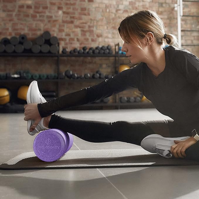Philosophy Gym 12" High-Density Foam Roller for Exercise, Massage, Muscle Recovery - Round, Purple