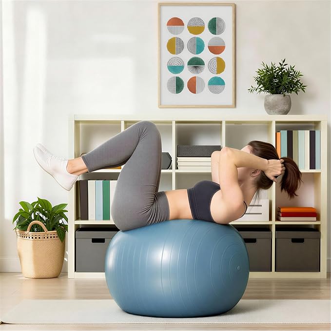 Amazon Basics Anti-Burst Exercise Ball with Pump, 23-26" Diameter